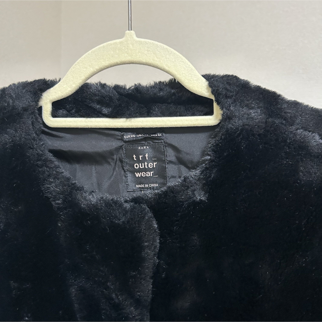 ZARA - ZARA TRF フェイクファージャケット ファーコート アウター 黒