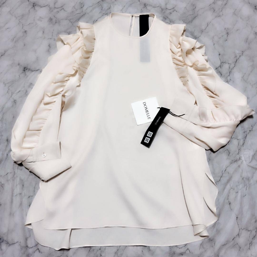 未使用タグ付☆DOMELLE ドメル ブラウス ラッフルスリーブ フリル M