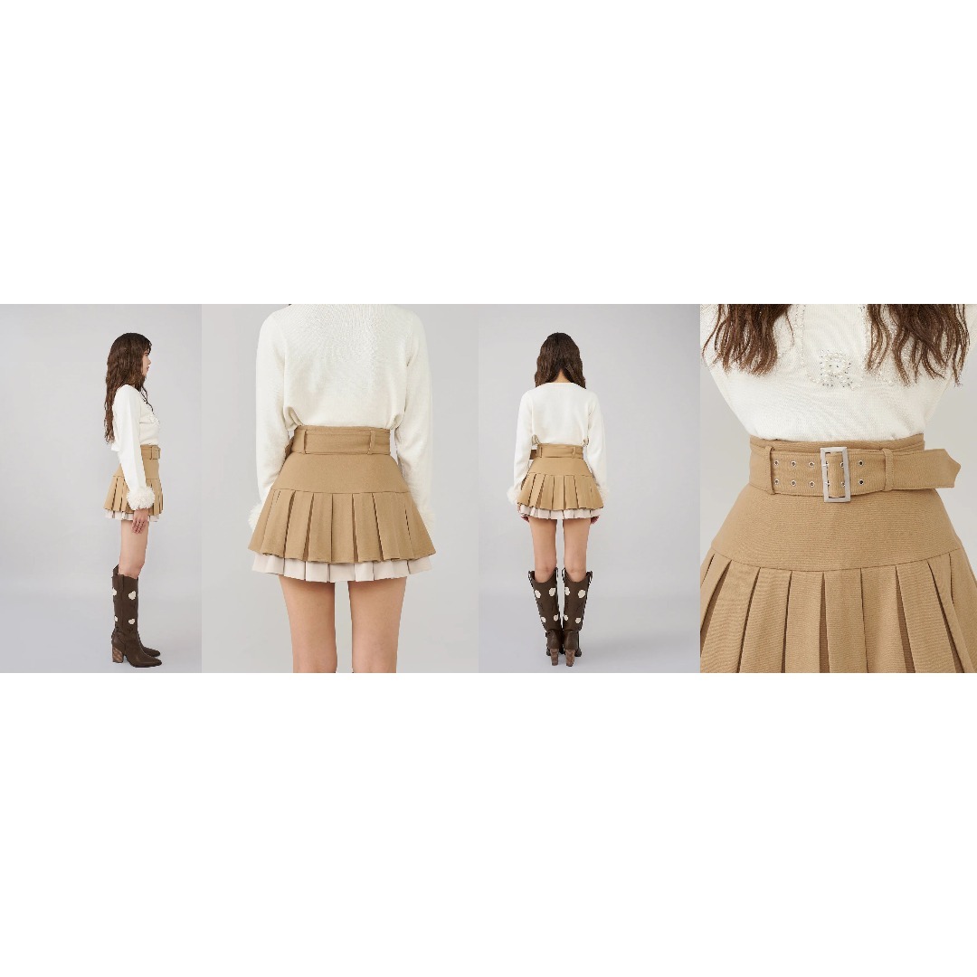 ダーリッチ darich ダブルプリーツミニスカート IVO アイボリー S