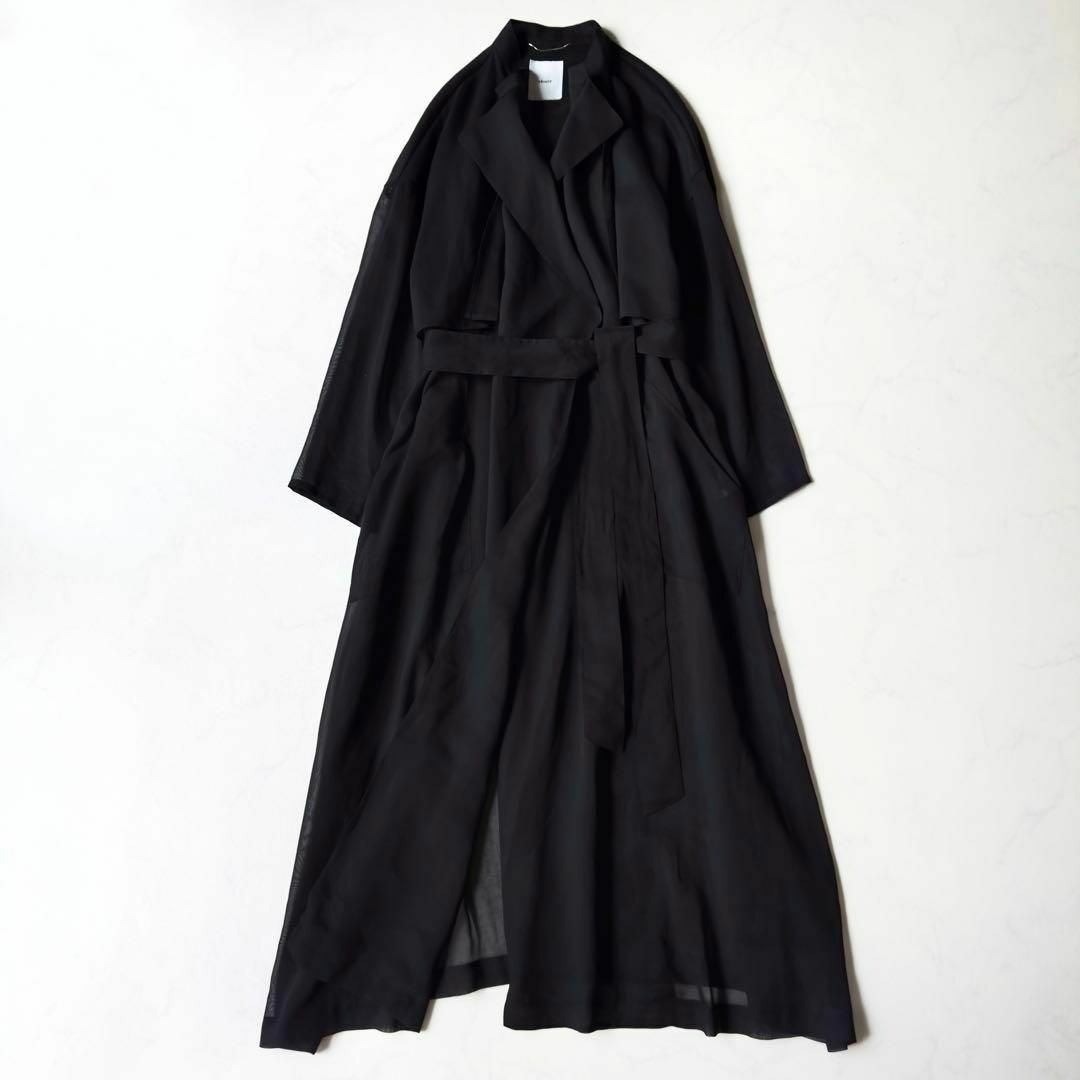 極美品✨️定価5.7万 エブール ポリオーガンジー ライトロングガウンコート