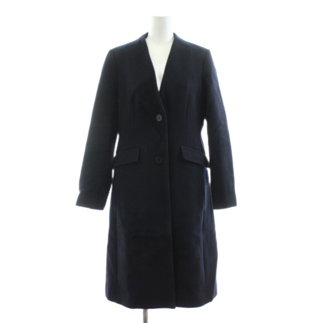 アナイ ライトビーバーVカラーコート ノーカラー ロング ウール 36