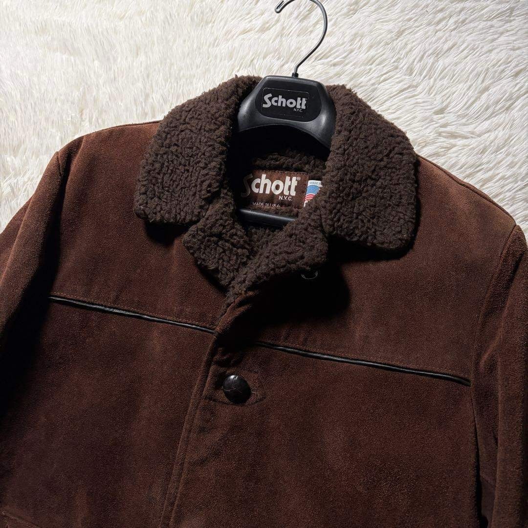 schott - 美品/希少□schott ムートン ランチコート スウェード くるみ