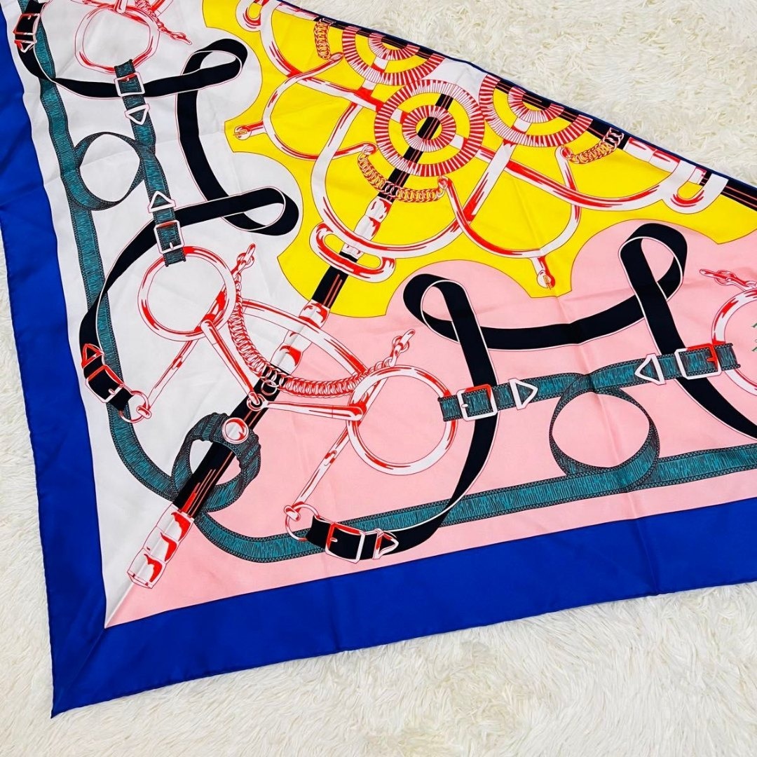 エルメス PELLIER ペリエ トライアングル カレ 大判 スカーフ シルク