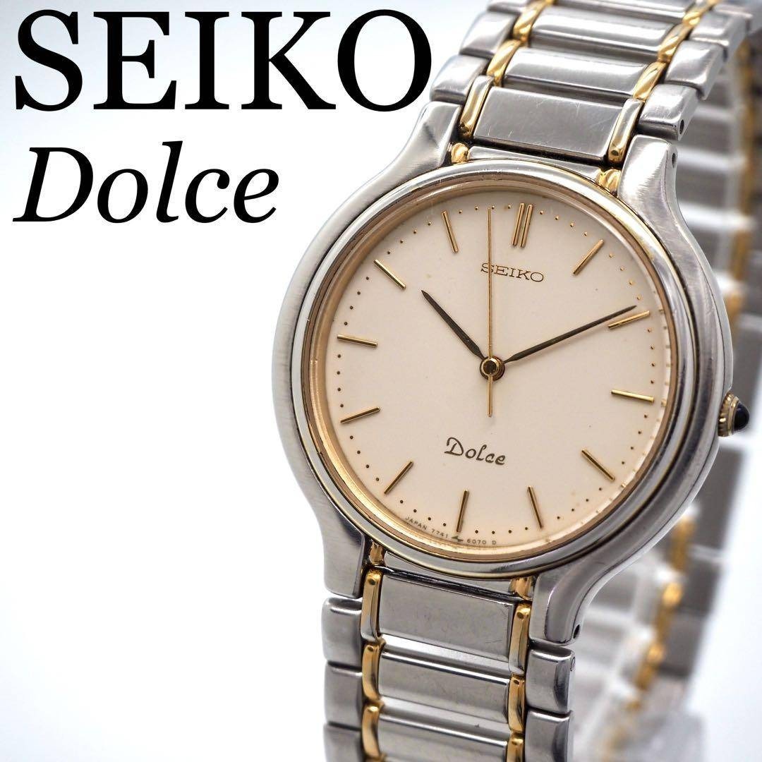 700 稼働 SEIKO ドルチェ メンズ 時計 コンビ シルバー ゴールドの通販
