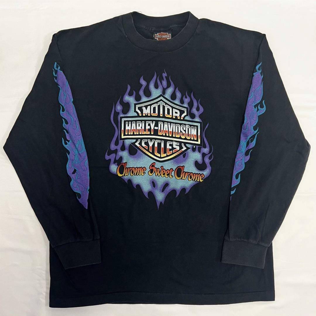 Harley Davidson - USA製 ハーレーダビットソン ブルーフレイム ロンT