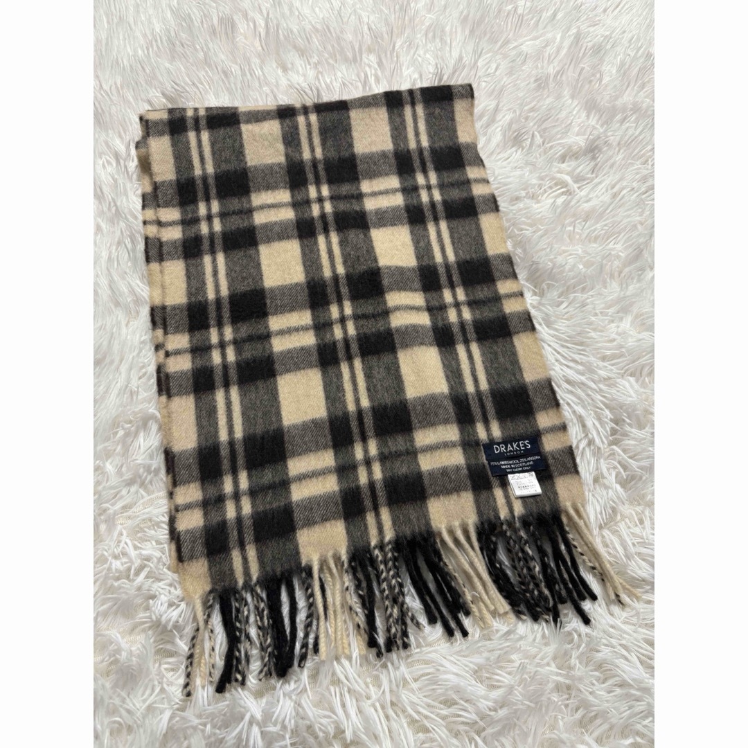 drakes スコットランド製 ラムウールマフラー グレー系 DRAKES - 【美