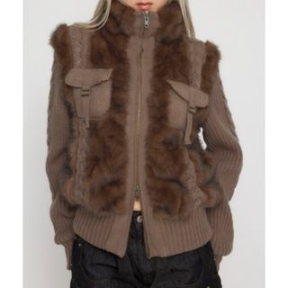 LAGUA GEM - lagua gem ケーブルファーニットブルゾン ブラック黒