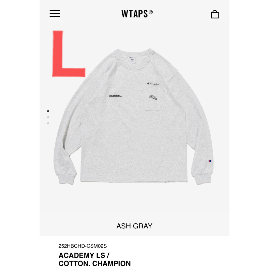 W)taps - 新品 WTAPS ACADEMY LS CHAMPION ASH GRAY Lの通販 by e