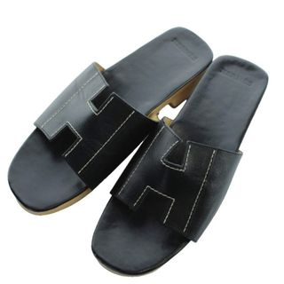 HERMES - Hermes エルメス アロハ サンダル 黒 37シェーヌダンクルの