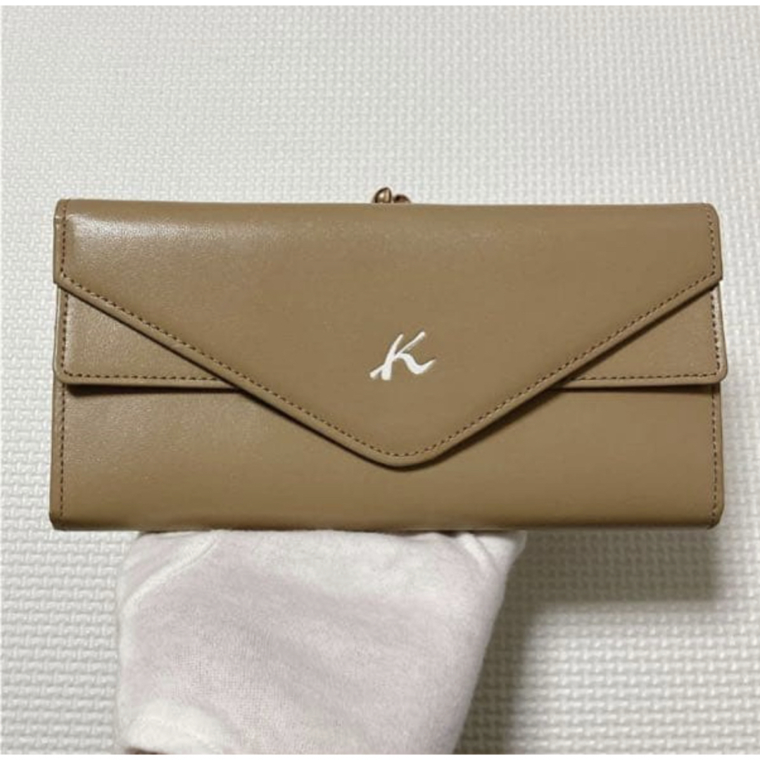 未使用Kitamura レザーがま口長財布レター型 モカ「K」ロゴK2の通販 by