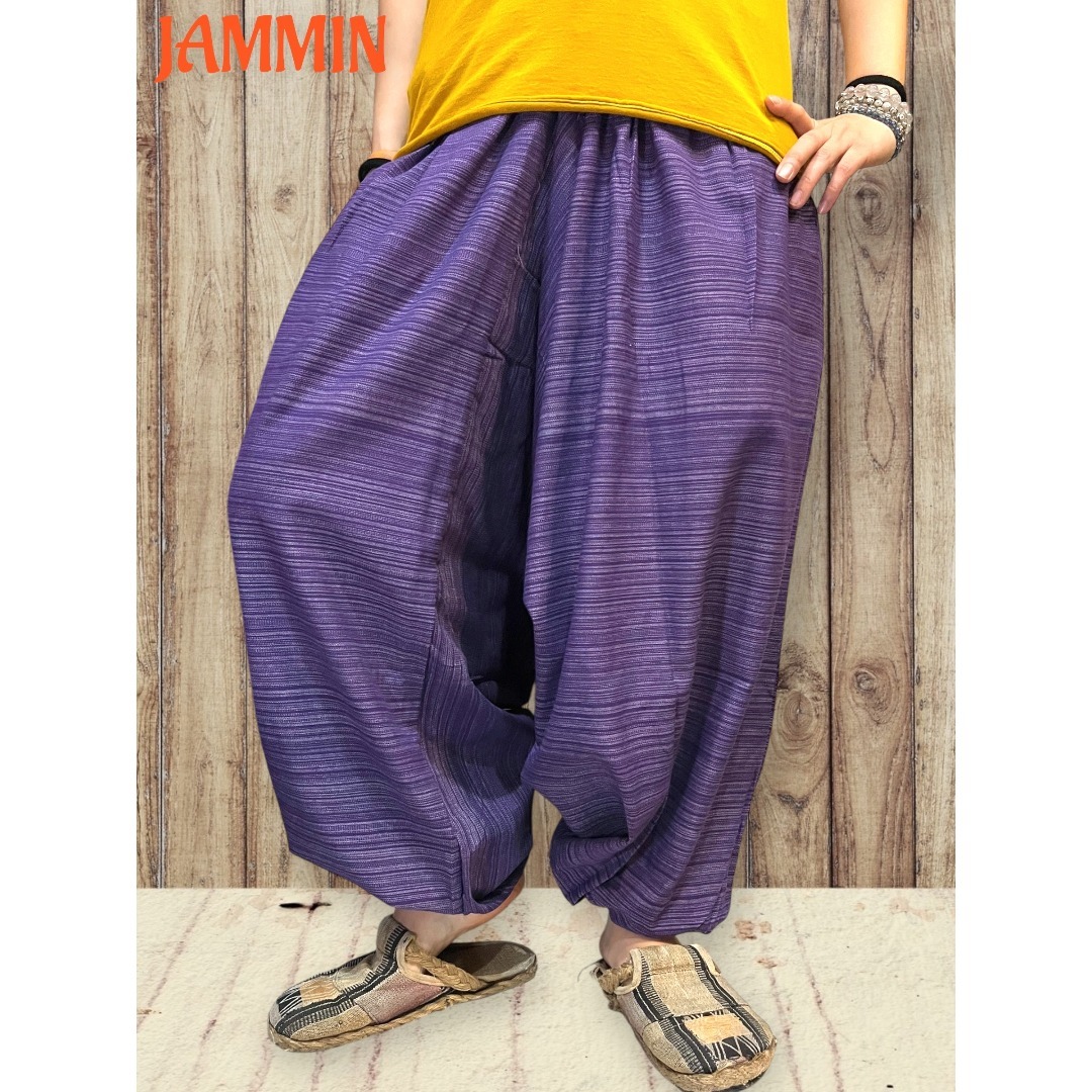 織り柄サルエルパンツ 紫 パープル アジアン サルエルパンツの通販 by