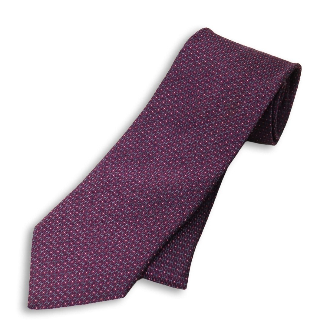 HERMES - HERMES ネクタイ ファソネ H柄 H織 総柄 光沢感 人気柄 紫