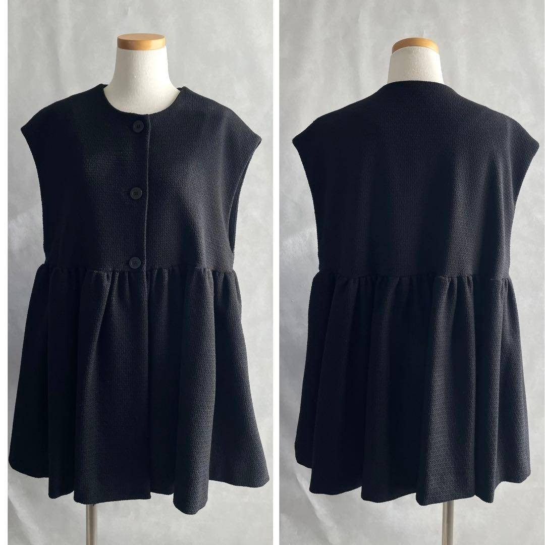 美品✨リヴェタート ペプラム ギャザージレ 黒 ワイドシルエット