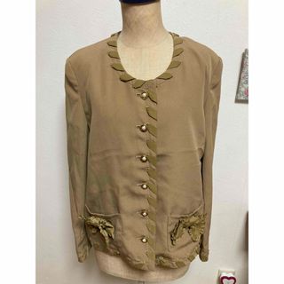 INGEBORG - 美品 インゲボルグ 羊革 ノーカラー レザージャケット 金