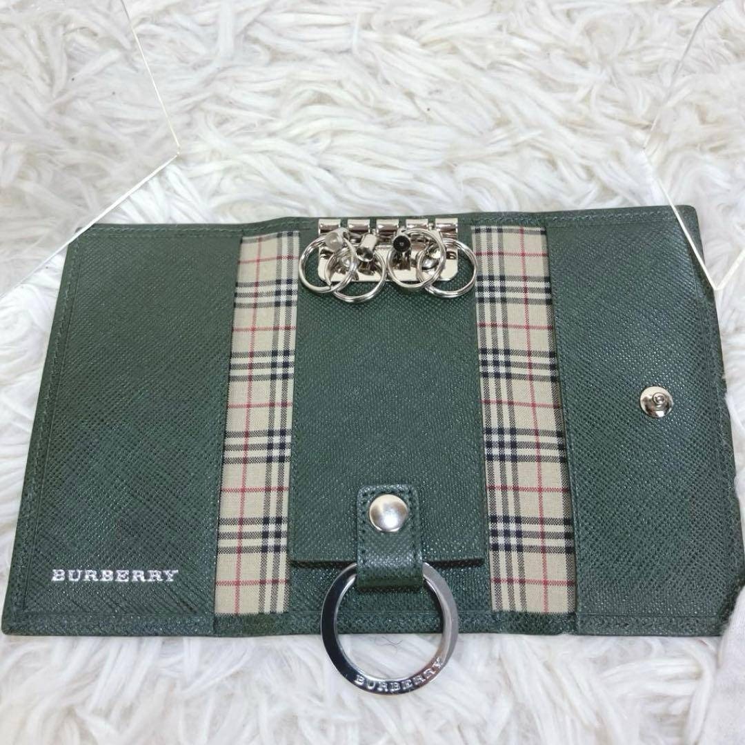 ✨新品 バーバリー ノバチェック キーケース ダークグリーン 4連