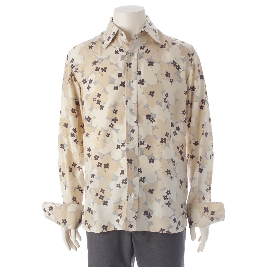 GUCCI - グッチ シルク 花柄 フラワー 長袖 ブラウス シャツ ベージュ