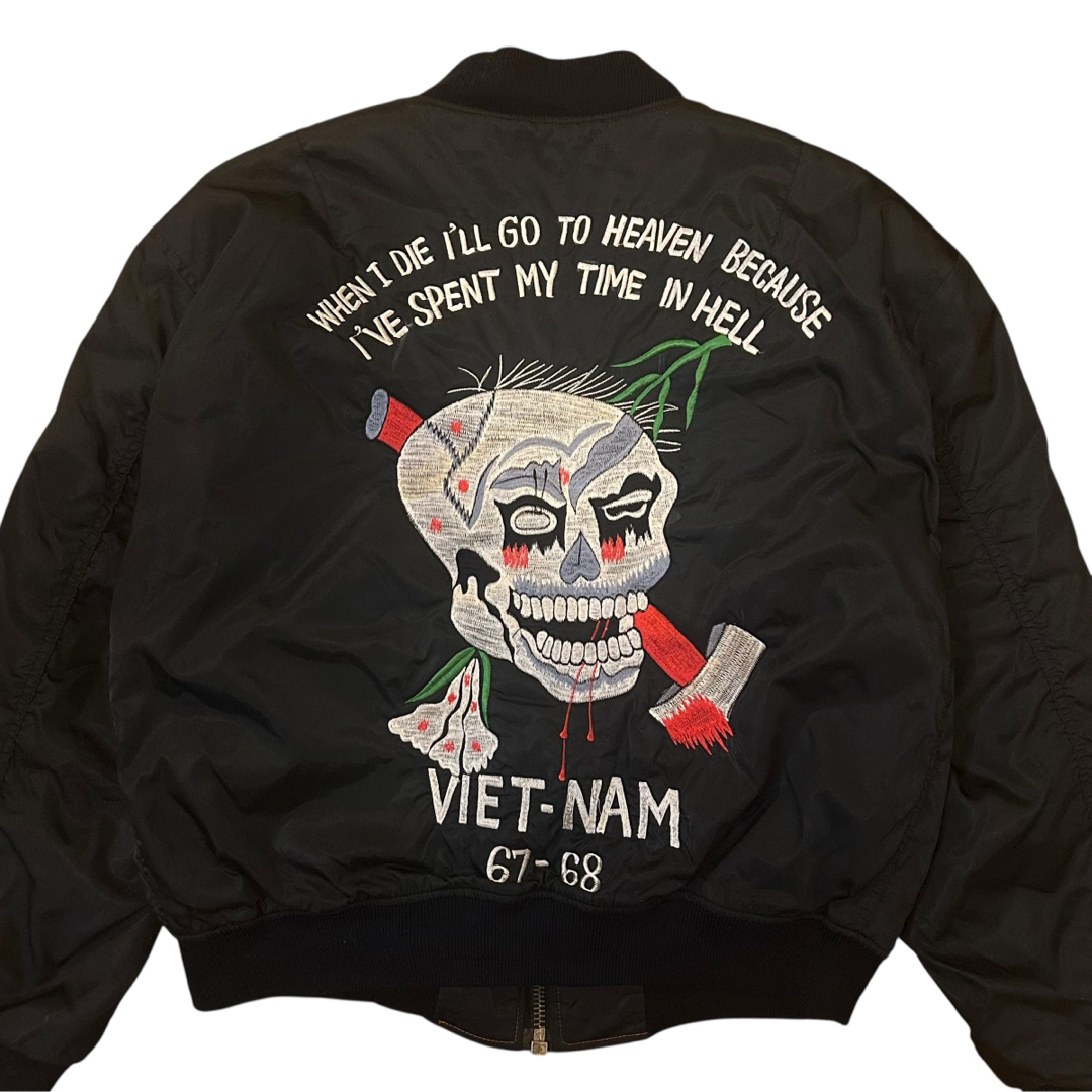 VINTAGE - スーベニアジャケット MA-1 スカル ドクロ ベトジャン 刺繍