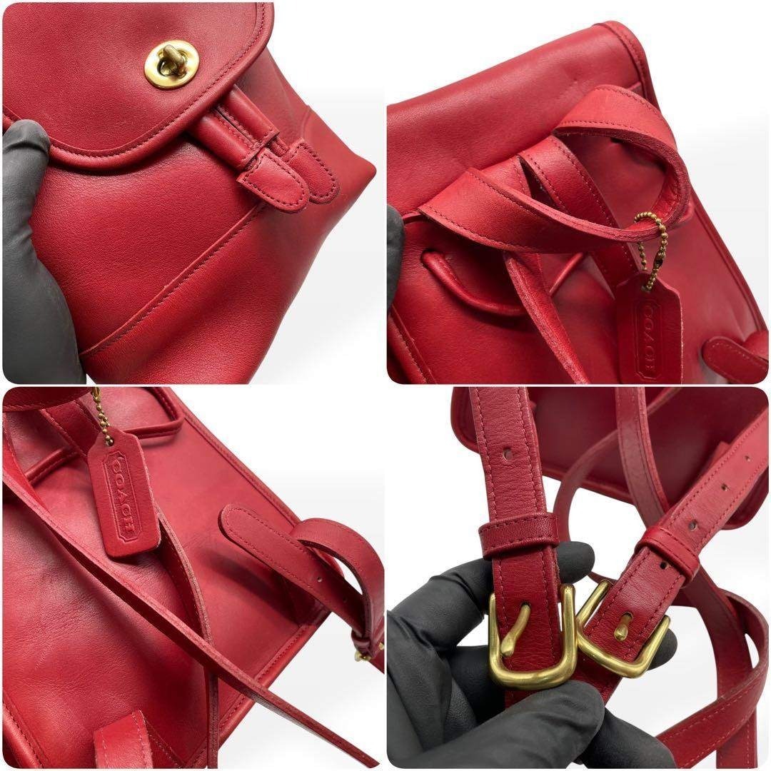 極美品 COACH オールドコーチ リュック レザー レッド 9960