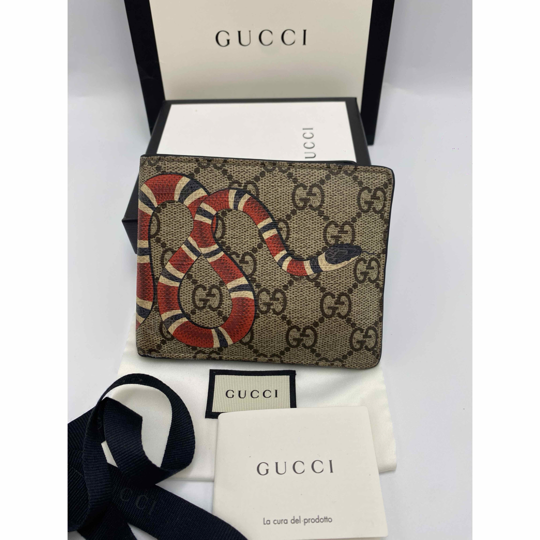 GUCCI - 人気品‼グッチ 折り財布 GGスプリーム スネーク ヘビ 蛇