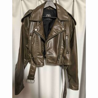 ZARA - なつ様専用 ZARA カーキライダースジャケット Sサイズの通販 by