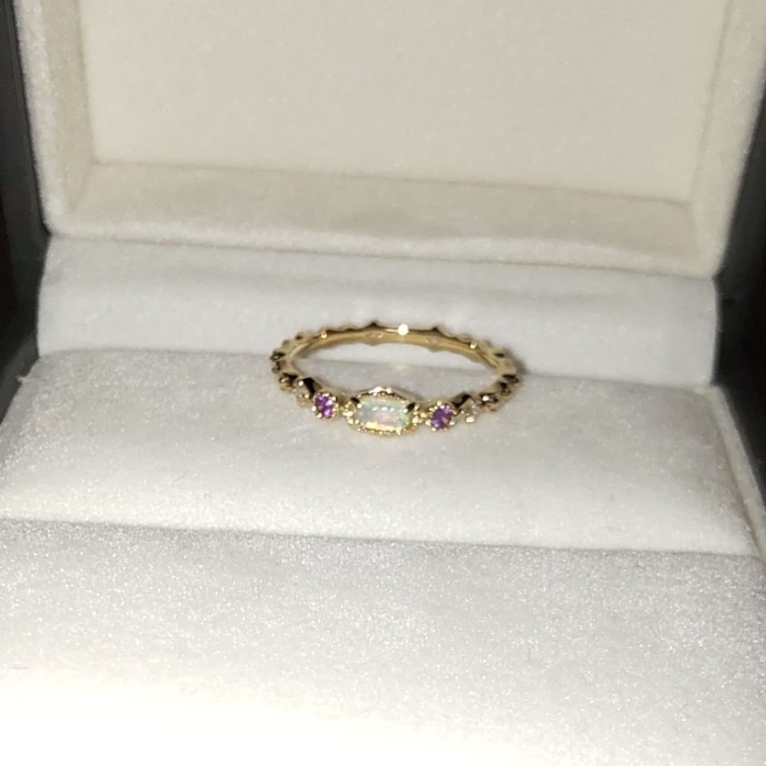 アガット K14 オパールリング 11号 美品 agete - agete K14 オパール