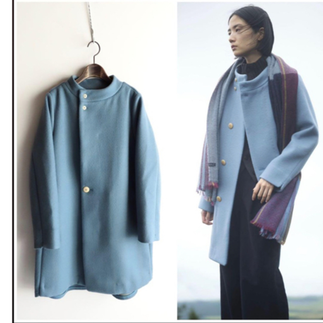 美品 パラスパレス よそおい掲載 裏チェックオフスタンド襟コート 2