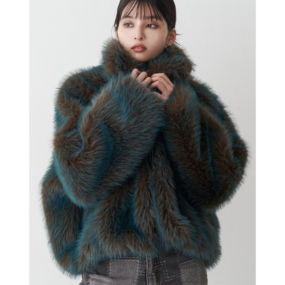 MURUA - MURUA MIXフェイクファーブルゾン ブルーの通販 by Princess