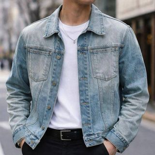 HELMUT LANG - helmut lang 2003ss デニムジャケット 袖レザー 48の