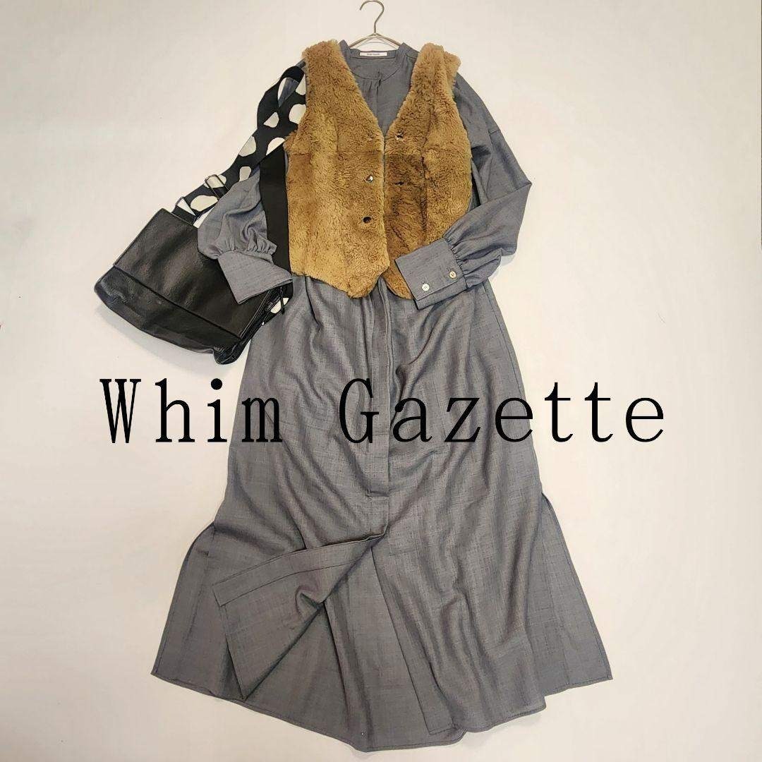 美品【定3.5万】ウィムガゼット ウール バンドカラー シャツワンピース