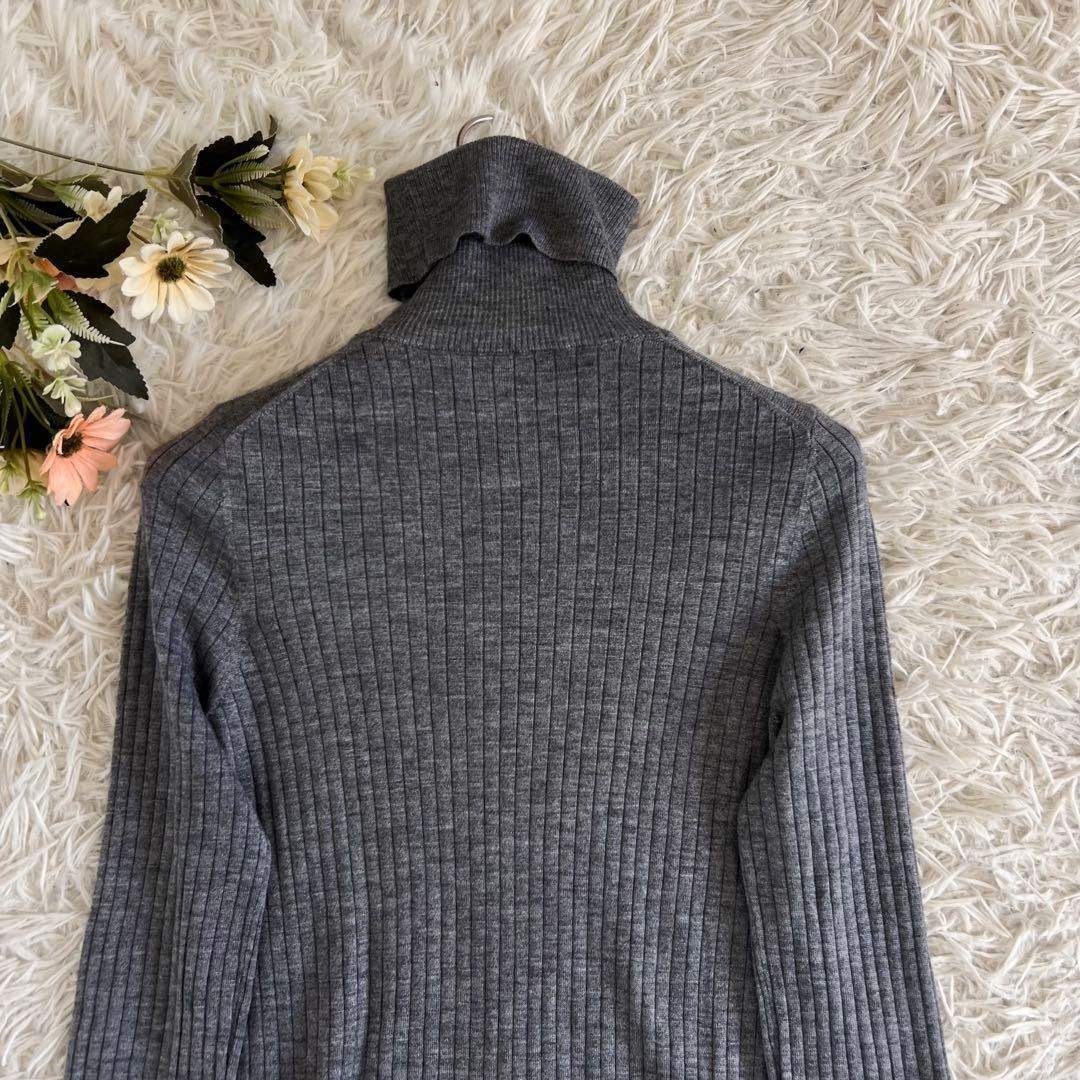 ドゥロワー シルクカシミヤ リブタートルニット 霜降りグレー Drawer