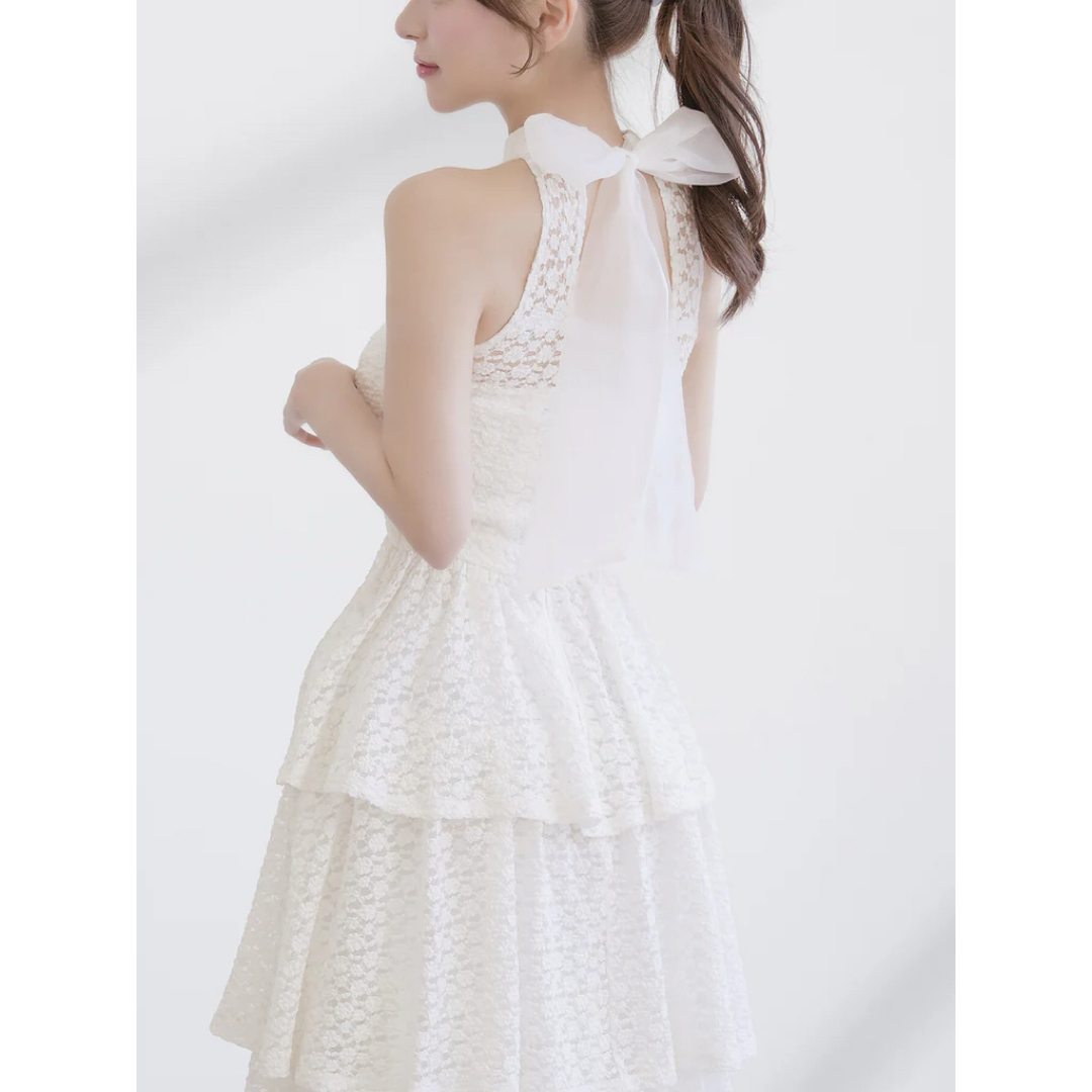 Darich - darich バックリボンフラワーレースティアードロングドレス