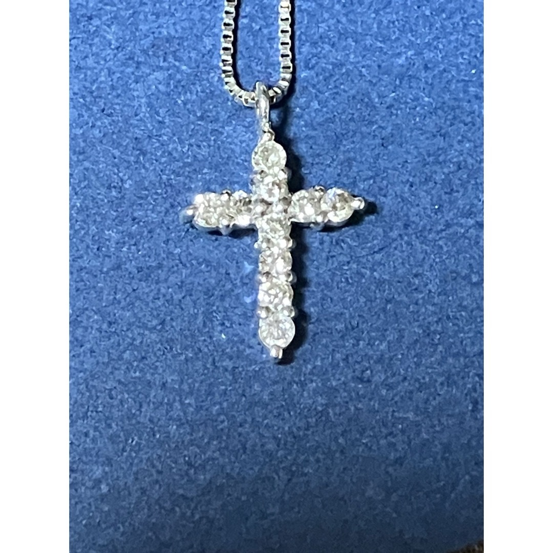 K10WGダイヤモンドクロスネックレス