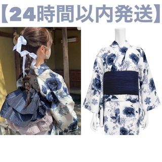 GRL - GRL 花柄浴衣 帯セット ブルー 水彩 モダン 古典 夏 yukata 新品