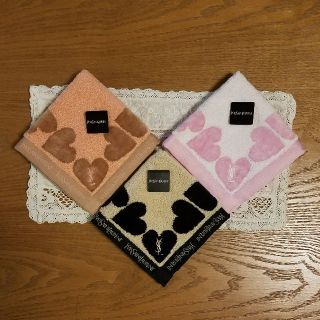 SAINT LAURENT - YSL イヴサンローラン ハート タオルハンカチ 3枚