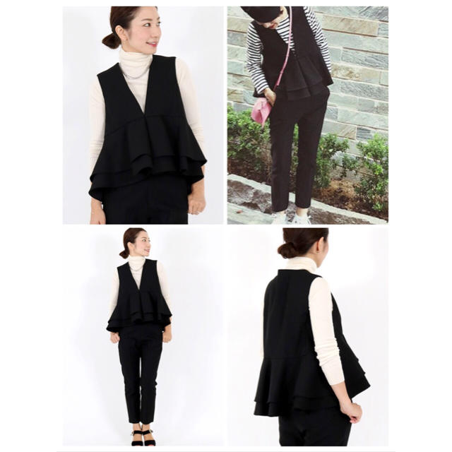 yori 16AW コットンダブルフレアベスト 黒 ☆美品☆ ヨリの通販 by