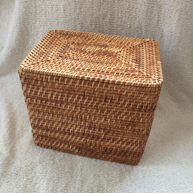 MUJI (無印良品) - 無印良品 重なるラタン長方形バスケット・特大(フタ