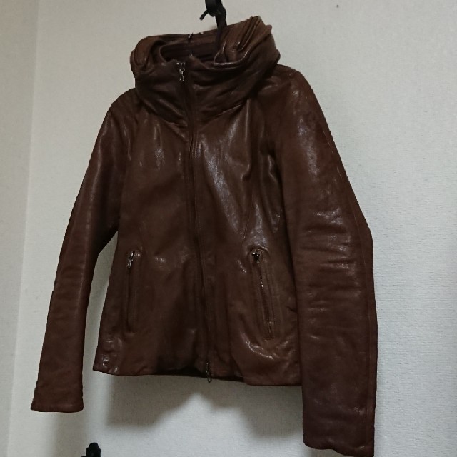 goa - goa☆ゴートレザービックフードジャケット☆S(M)ブラウンの通販