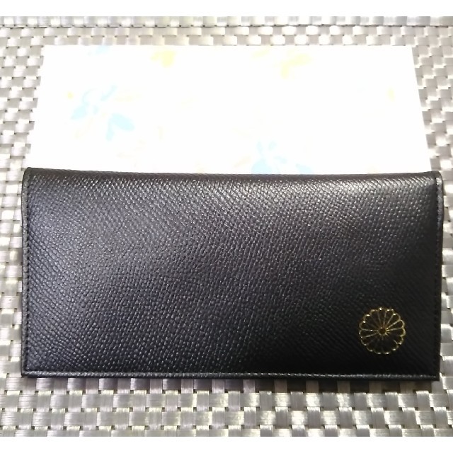 皇居限定 菊の御紋入り 牛革長財布 メタリックグレー 新品未使用品 お