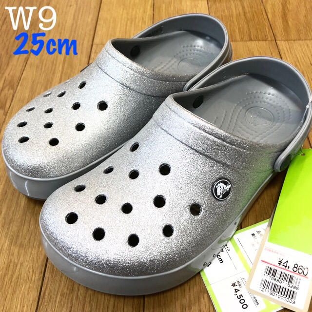 crocs - 新品 クロックス クロックバンド シルバーラメ キラキラ 25.0