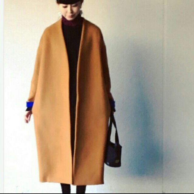 ENFOLD - ENFOLD ソフトリバーノーカラーコート キャメル 36の通販 by