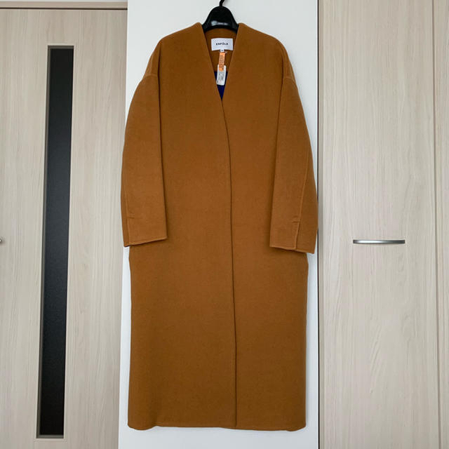 ENFOLD - ENFOLD ソフトリバーノーカラーコート キャメル 36の通販 by