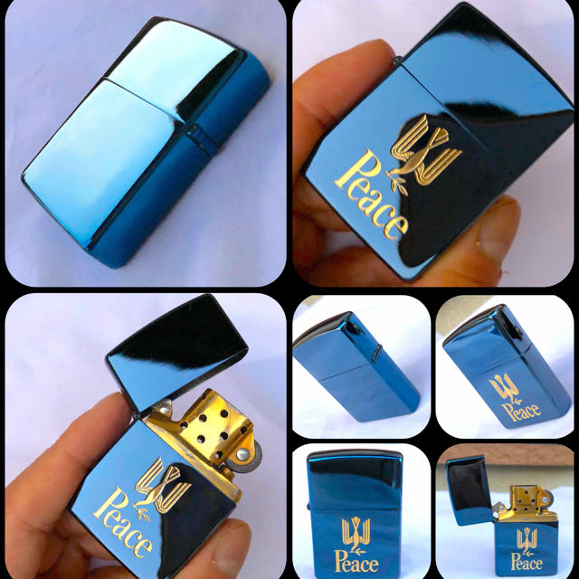 ZIPPO - 絶版希少 初代 Peace ブルーチタン 1993年 zippo ジッポーの