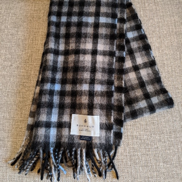begg&co マフラー ストール ブルー系チェック アンゴラ ラムウール