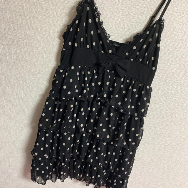 TRALALA キャミミニワンピース 水玉ドット柄 ドット柄 キャミミニ