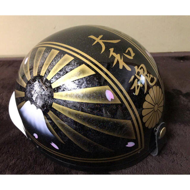 7色ラメ 富士日章 コルク半 ヘルメット 黒金の通販 by paint｜ラクマ