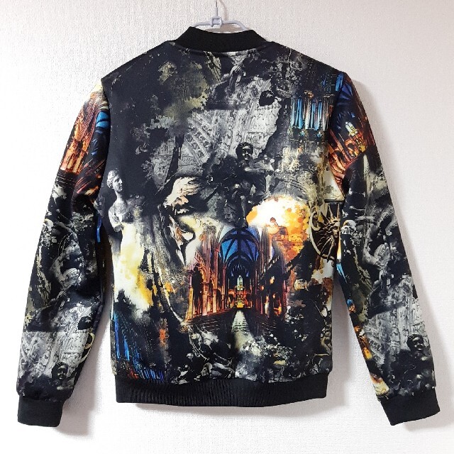 総柄ブルゾン ジャケット 絵画柄 派手奇抜 ビッグオーバーサイズの通販