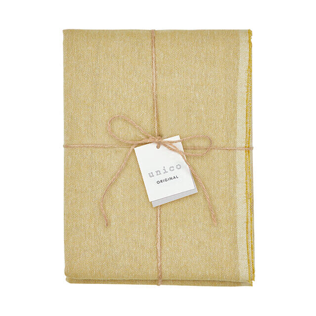 unico - コットンシャンブレー マルチクロスイエロー（2枚セット）の