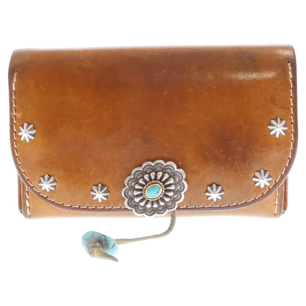 ゴローズ 金縄ターコイズ フラワーコンチョ サドル レザー ウォレット