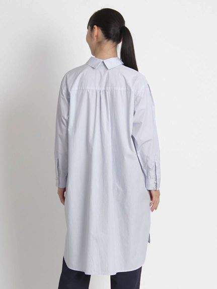 スーピマストライプ&タイプライタークロスロングシャツ（シャツ）｜KEI