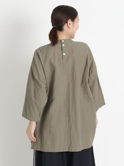 Vert コットンラミーローンハンド刺繍スタンドカラーチュニック